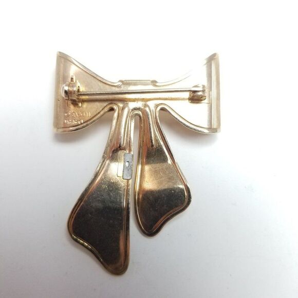 Vintage Avon Large Gold Tone Bow Shaped Brooch, Ribbon Lapel Pin, Retro - Picture 3 of 7